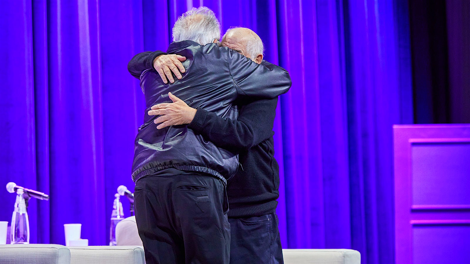 Angelo Gaja and Marvin R. Shanken hugging
